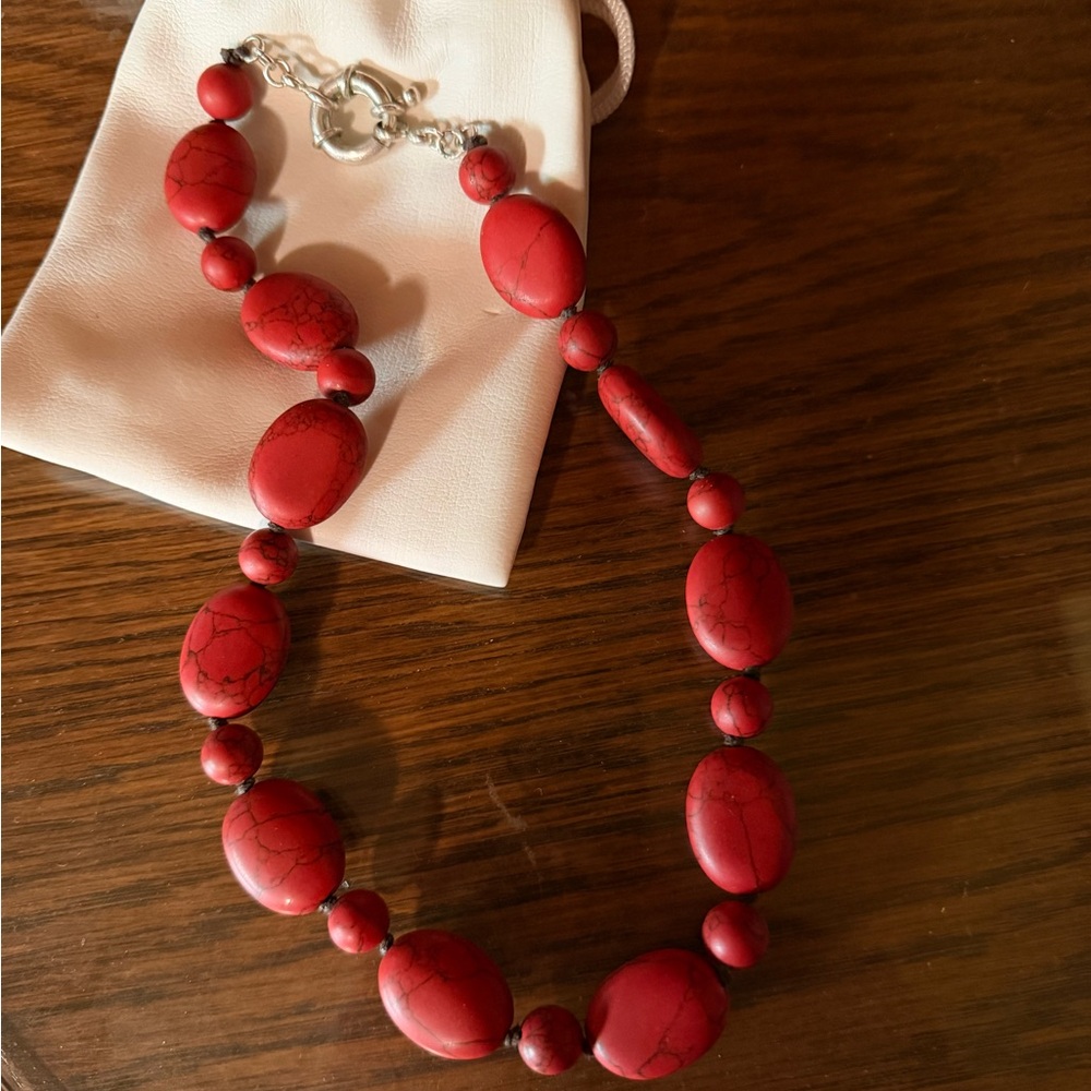 Chunky Red Beaded Necklace